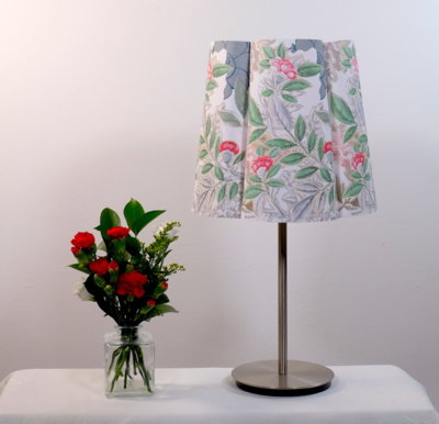 Rothbury Papershade, New Floral, green and grey with red, Rosalind Freeborn, 2022