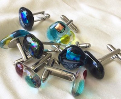Fused glass cuff links
