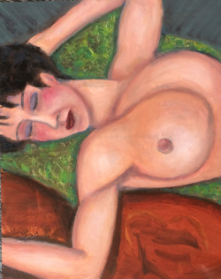 Ian Hunt-Mrs Mogdiliani-Oil on canvas board-50x40cm,framed-£250
