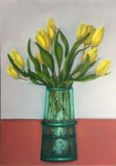 green vase, oil on canvasboard, 70x50cm, For sale